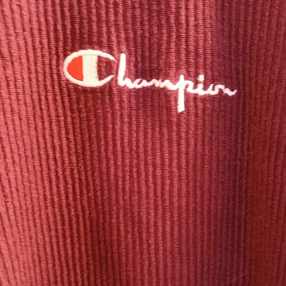 Champion Script Logo Burgundy Corduroy Crew Neck Sweatshirt - Picture 5 of 10